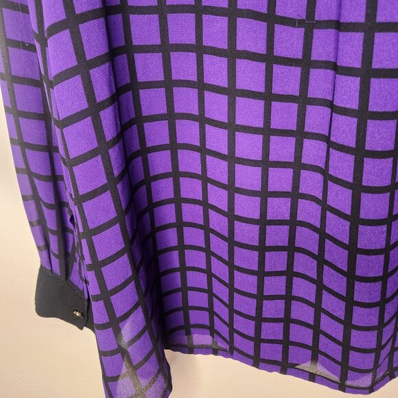 Michael Kors Sheer Purple and Black Dress Blouse with Zipper Accents Size XLarge - Picture 13 of 16